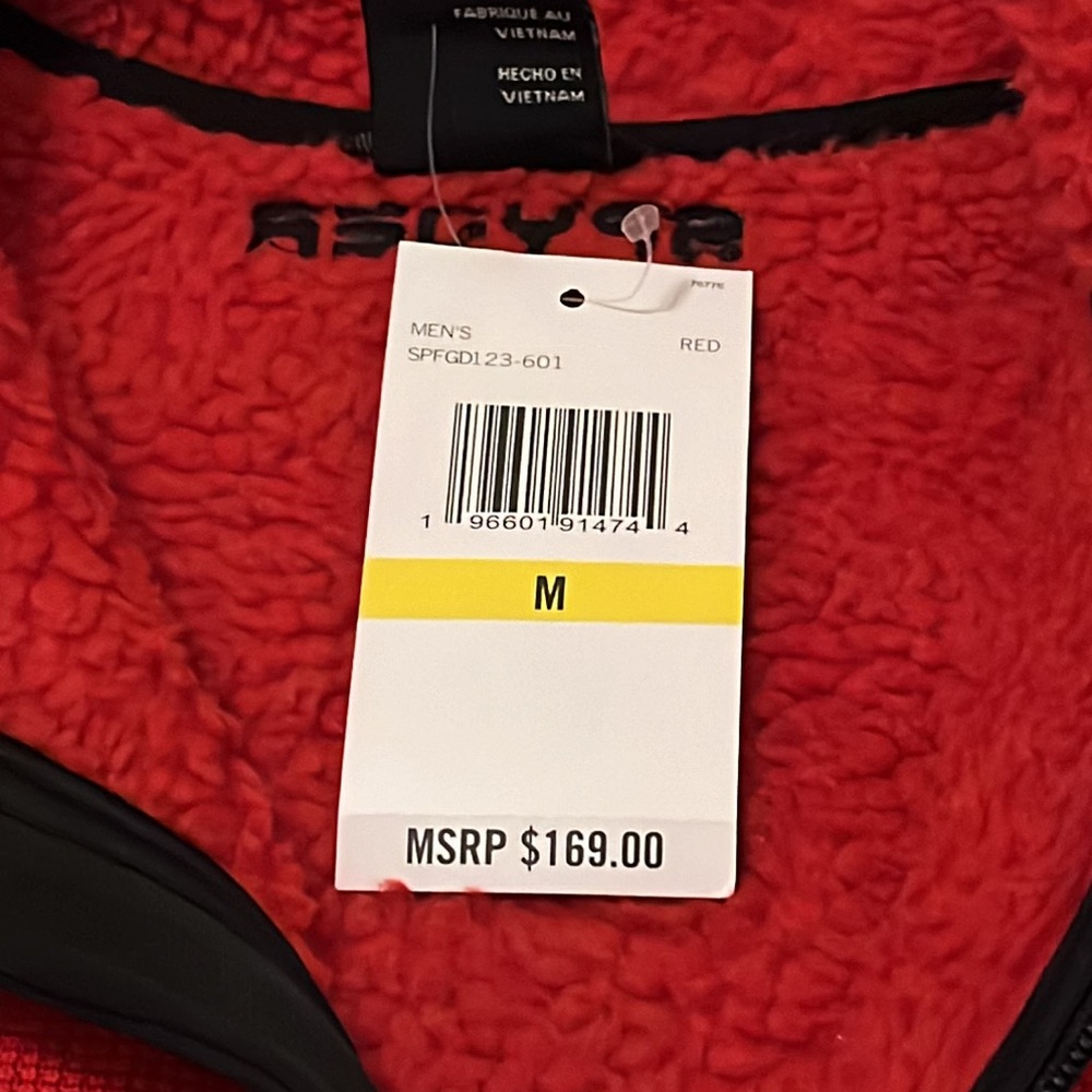 M SPYDER JACKET men's full zip pockets thick warm red black knit fleece NWT $169 - Picture 3 of 10
